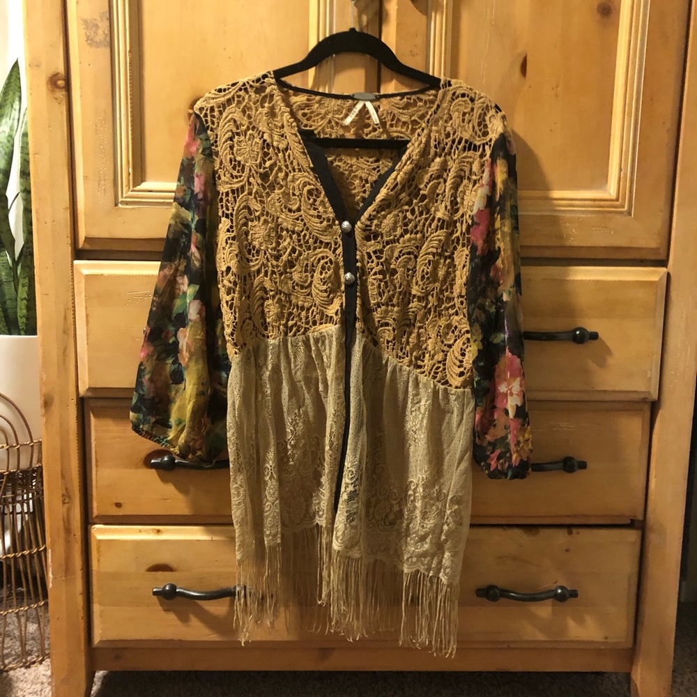 BKE Buckle Fringe Blouse